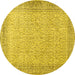 Round Machine Washable Persian Yellow Traditional Rug, wshtr3997yw