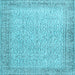 Square Machine Washable Persian Light Blue Traditional Rug, wshtr3997lblu