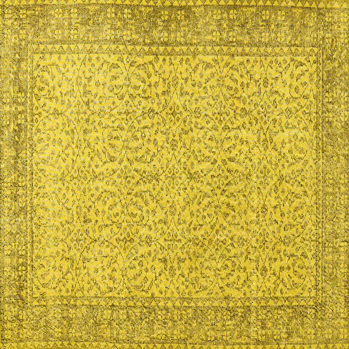Square Machine Washable Persian Yellow Traditional Rug, wshtr3997yw