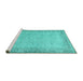 Sideview of Machine Washable Persian Turquoise Traditional Area Rugs, wshtr3997turq