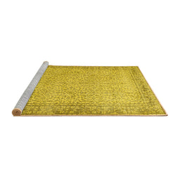 Sideview of Machine Washable Persian Yellow Traditional Rug, wshtr3997yw
