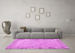 Machine Washable Persian Pink Traditional Rug in a Living Room, wshtr3997pnk