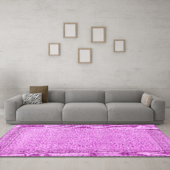 Machine Washable Persian Pink Traditional Rug in a Living Room, wshtr3997pnk