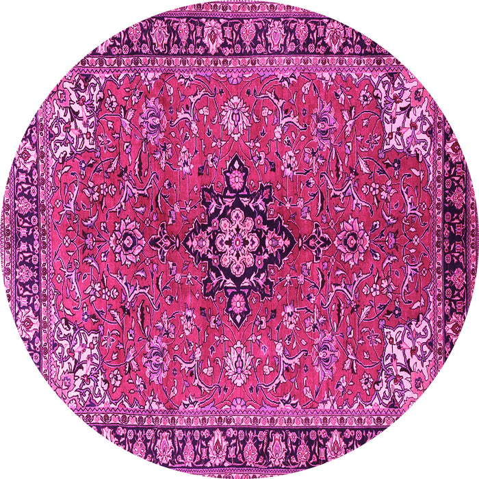 Round Medallion Pink Traditional Rug, tr3998pnk