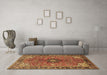 Machine Washable Medallion Brown Traditional Rug in a Living Room,, wshtr3998brn