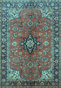 Medallion Light Blue Traditional Rug, tr3998lblu