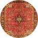 Square Medallion Orange Traditional Rug, tr3998org