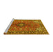 Sideview of Machine Washable Medallion Yellow Traditional Rug, wshtr3998yw