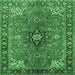 Square Medallion Emerald Green Traditional Rug, tr3998emgrn