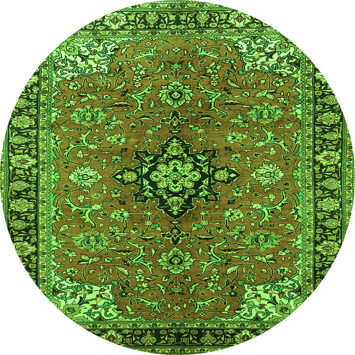 Square Medallion Green Traditional Rug, tr3998grn