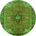 Square Medallion Green Traditional Rug, tr3998grn