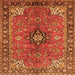 Serging Thickness of Medallion Orange Traditional Rug, tr3998org