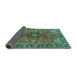 Sideview of Medallion Turquoise Traditional Rug, tr3998turq