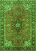 Serging Thickness of Machine Washable Medallion Green Traditional Area Rugs, wshtr3998grn