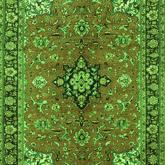 Serging Thickness of Machine Washable Medallion Green Traditional Area Rugs, wshtr3998grn