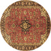 Round Medallion Brown Traditional Rug, tr3998brn