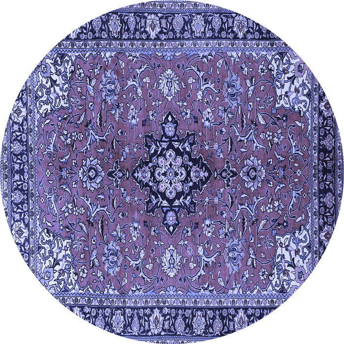 Round Medallion Blue Traditional Rug, tr3998blu