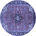 Round Medallion Blue Traditional Rug, tr3998blu