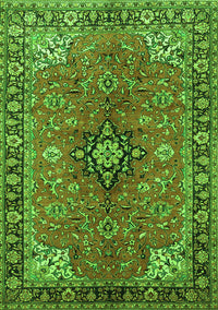 Medallion Green Traditional Rug, tr3998grn