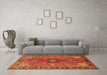 Machine Washable Medallion Orange Traditional Area Rugs in a Living Room, wshtr3998org