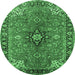 Round Medallion Emerald Green Traditional Rug, tr3998emgrn