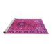 Sideview of Machine Washable Medallion Pink Traditional Rug, wshtr3998pnk