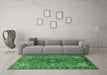 Machine Washable Medallion Emerald Green Traditional Area Rugs in a Living Room,, wshtr3998emgrn