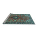 Sideview of Machine Washable Medallion Light Blue Traditional Rug, wshtr3998lblu