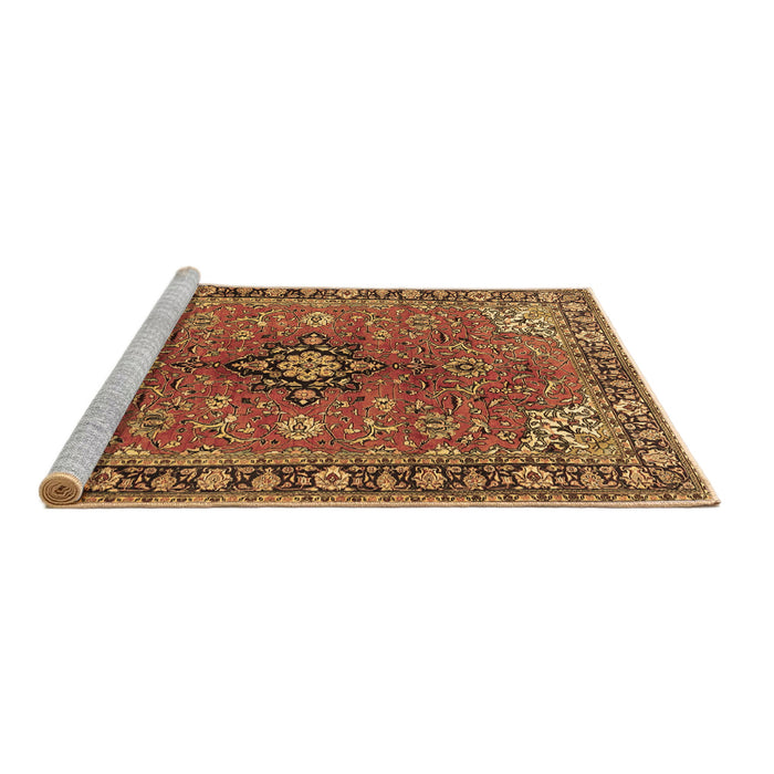 Sideview of Machine Washable Medallion Brown Traditional Rug, wshtr3998brn