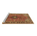 Sideview of Machine Washable Medallion Brown Traditional Rug, wshtr3998brn