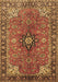 Machine Washable Medallion Brown Traditional Rug, wshtr3998brn