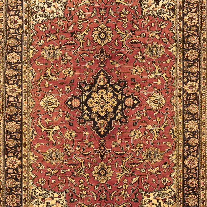 Machine Washable Medallion Brown Traditional Rug, wshtr3998brn