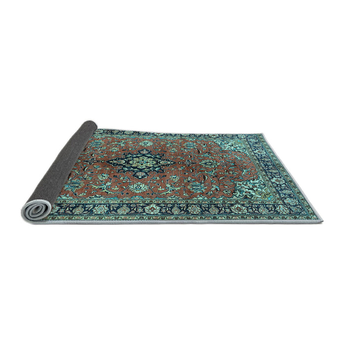 Sideview of Medallion Light Blue Traditional Rug, tr3998lblu