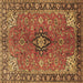 Square Medallion Brown Traditional Rug, tr3998brn