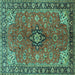 Square Medallion Turquoise Traditional Rug, tr3998turq