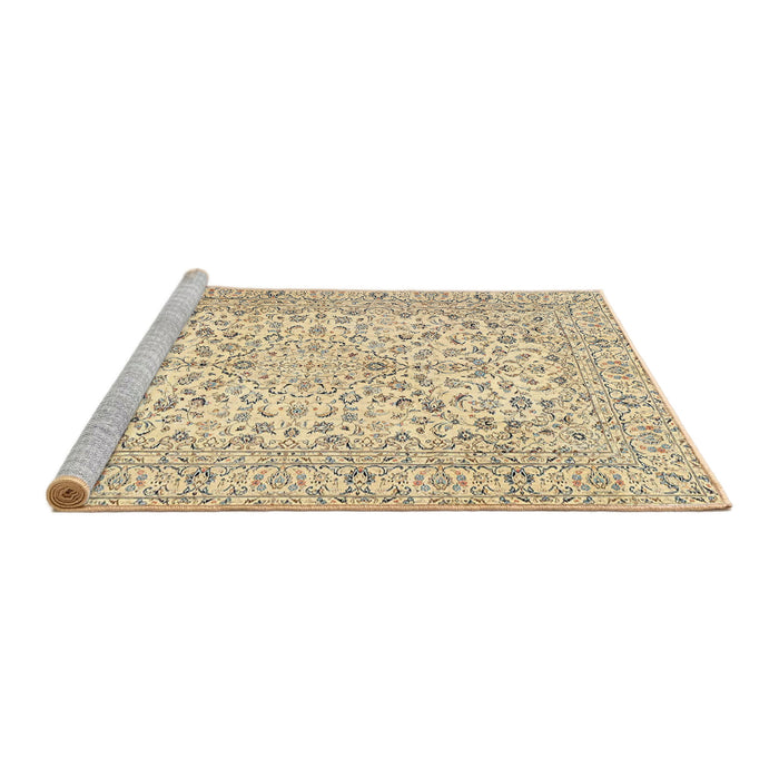 Sideview of Machine Washable Traditional Sun Yellow Rug, wshtr3999