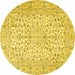 Round Persian Yellow Traditional Rug, tr3999yw