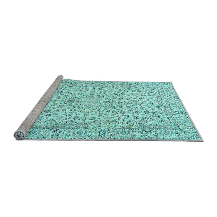 Sideview of Machine Washable Persian Light Blue Traditional Rug, wshtr3999lblu