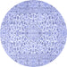 Round Machine Washable Persian Blue Traditional Rug, wshtr3999blu