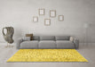 Machine Washable Persian Yellow Traditional Rug in a Living Room, wshtr3999yw