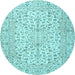 Round Persian Light Blue Traditional Rug, tr3999lblu