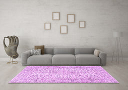 Machine Washable Persian Purple Traditional Area Rugs in a Living Room, wshtr3999pur
