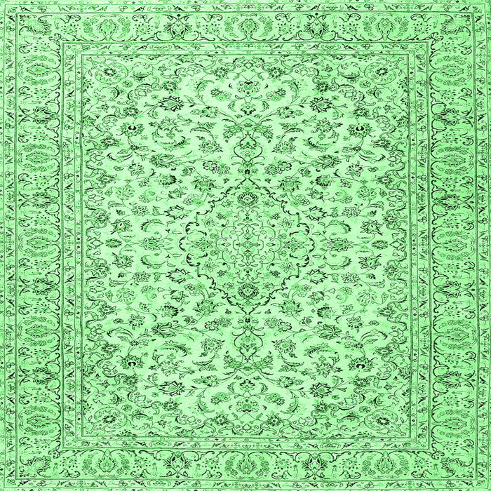 Square Machine Washable Persian Emerald Green Traditional Area Rugs, wshtr3999emgrn