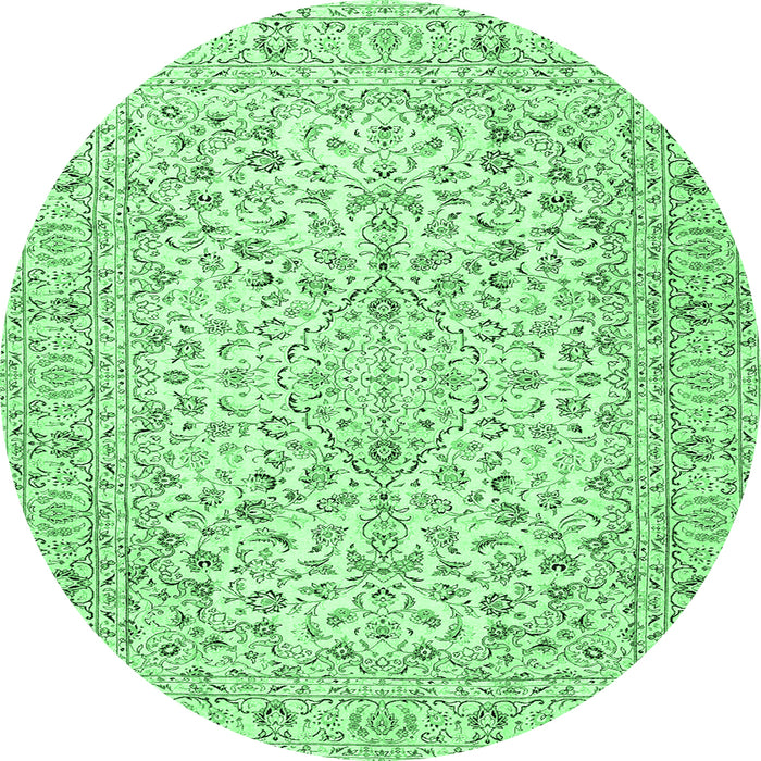 Round Persian Emerald Green Traditional Rug, tr3999emgrn