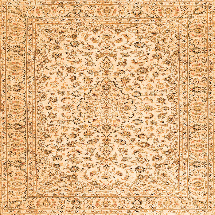 Round Machine Washable Persian Orange Traditional Area Rugs, wshtr3999org