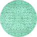 Round Persian Turquoise Traditional Rug, tr3999turq