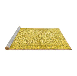 Sideview of Machine Washable Persian Yellow Traditional Rug, wshtr3999yw