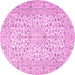 Round Machine Washable Persian Pink Traditional Rug, wshtr3999pnk