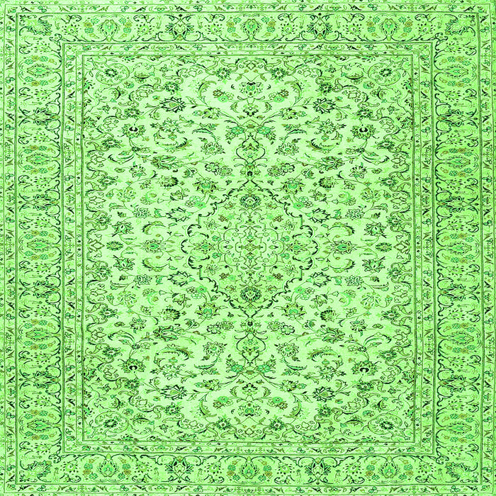 Round Machine Washable Persian Green Traditional Area Rugs, wshtr3999grn