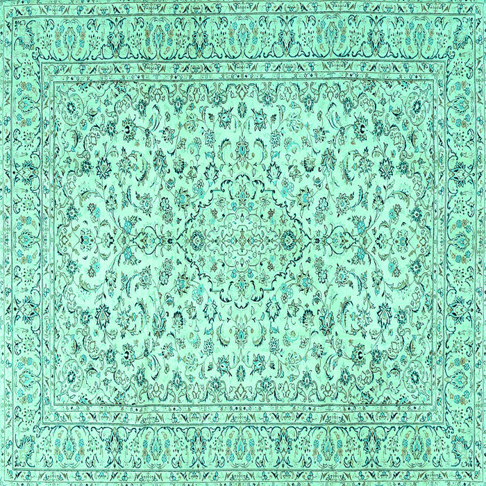 Square Machine Washable Persian Turquoise Traditional Area Rugs, wshtr3999turq